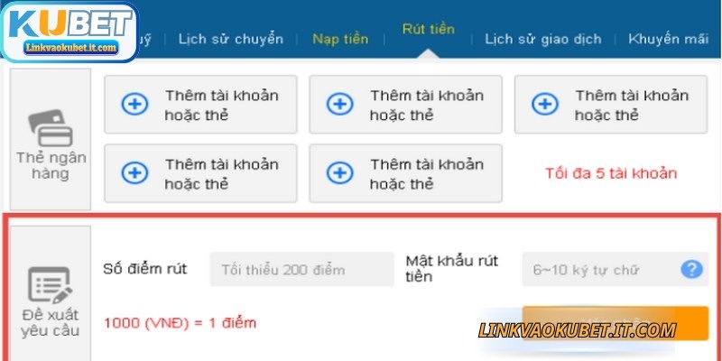 Thông tin ngân hàng không trùng khớp, việc rút tiền KUBET sẽ bị từ chối